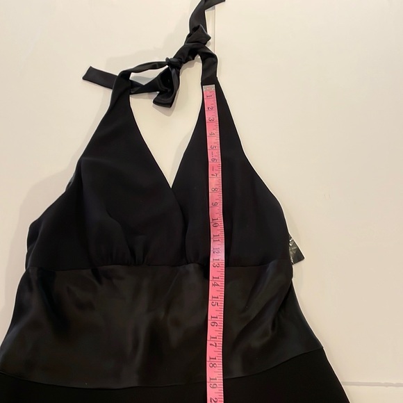 JONES NEW YORK DRESS 14 Black Satin Midi Cocktail Dress Fit and Flair NWT - Picture 6 of 14